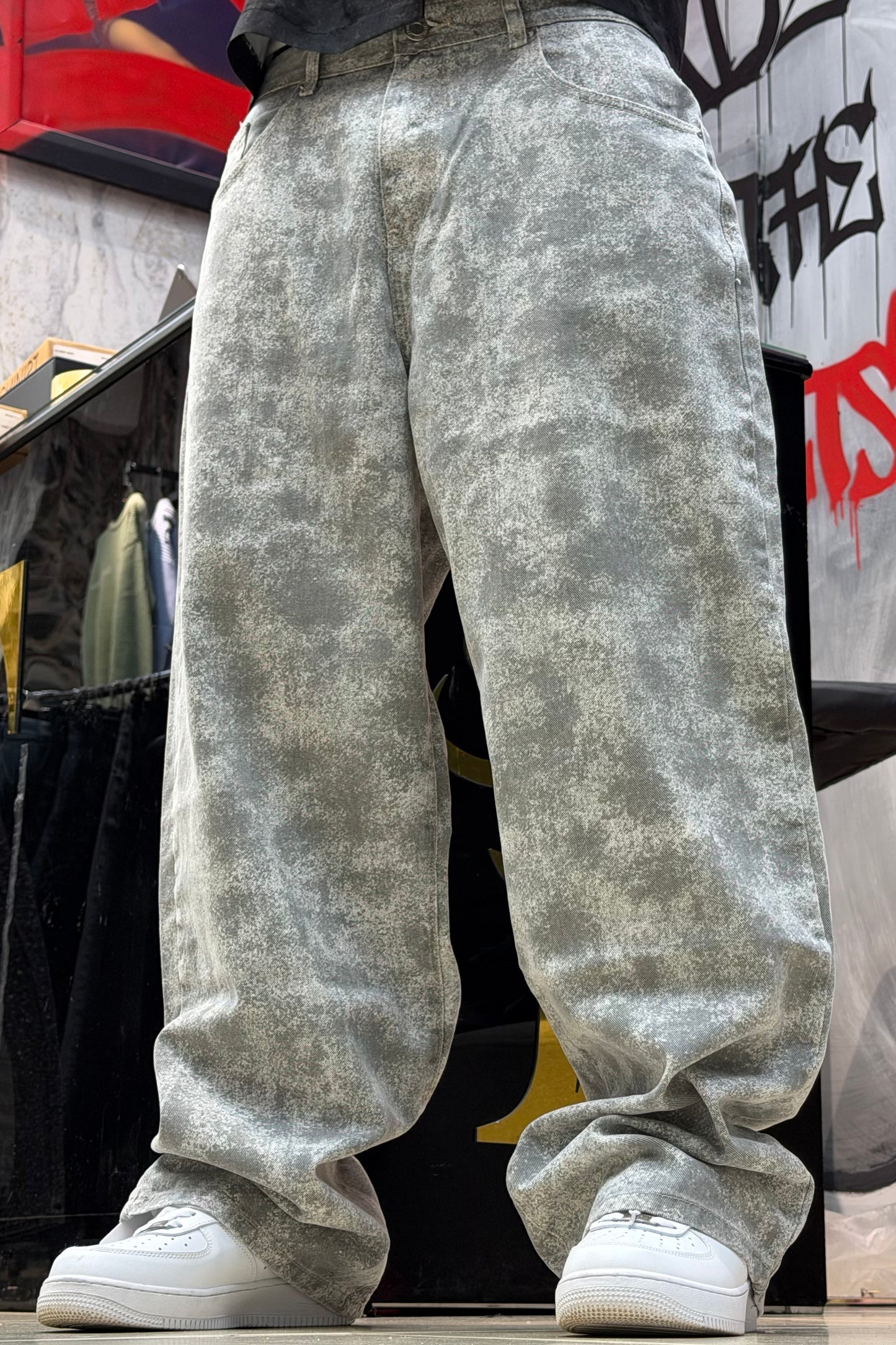 BAGGY JEANS IMPRIMÉ GRIS BEIGE SK