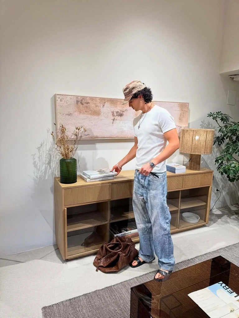 BAGGY JEANS IMPRIME BLEU BERSHKA