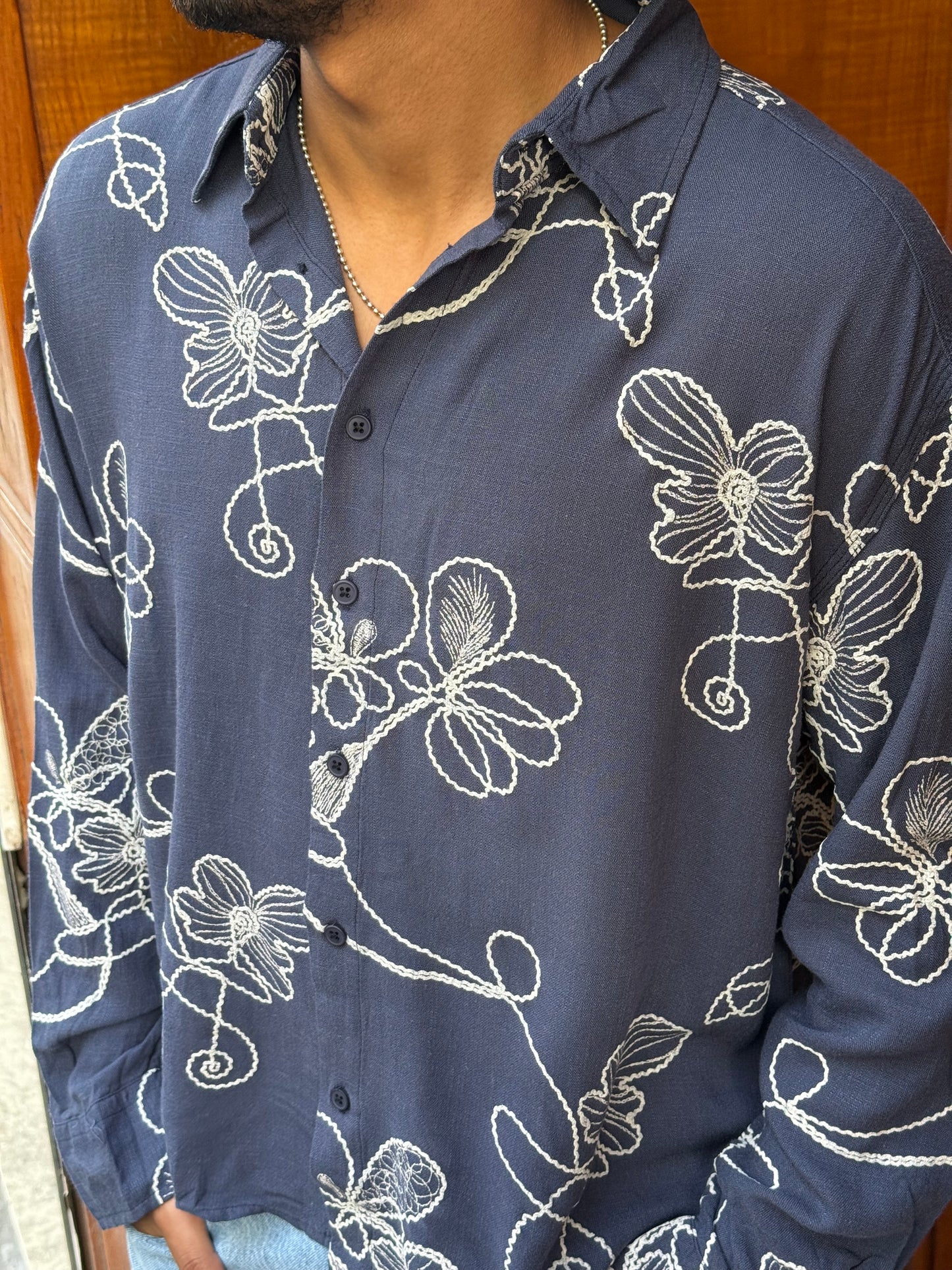 CHEMISE FLAWER NGR BLEU 009