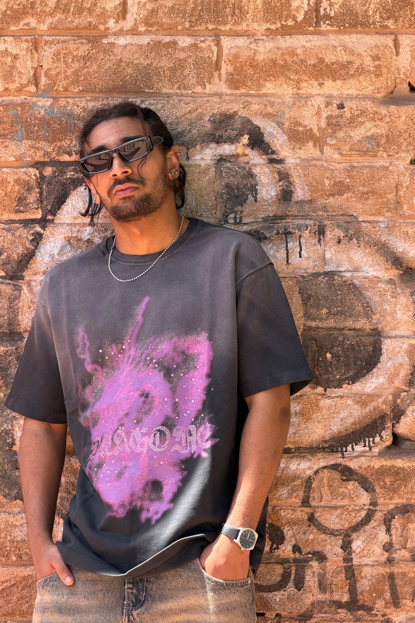 T-SHIRT WASHED DRAGON BLACK