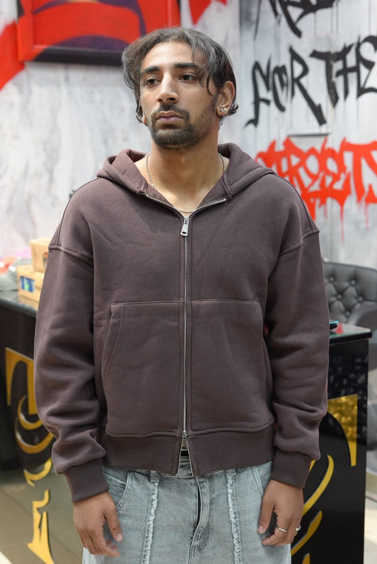 HOODIES ZIP BROWN 9437