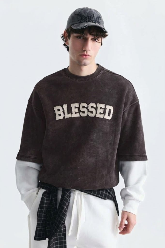 SWEATSHIRT BLESSED BROWN ES E71-199