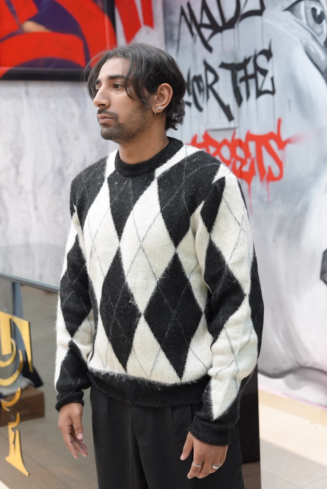 TRIKKO JACQUARD WHITE/BLACK V60-19