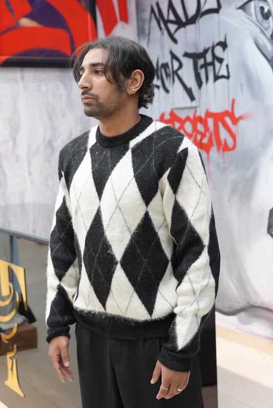 TRIKKO JACQUARD WHITE/BLACK V60-19