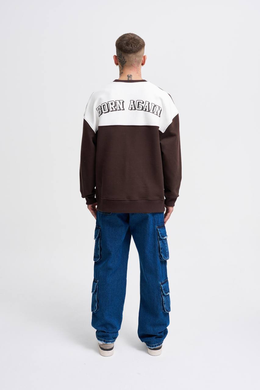 SWEATSHIRT BORN AGAIN BROWN M3582