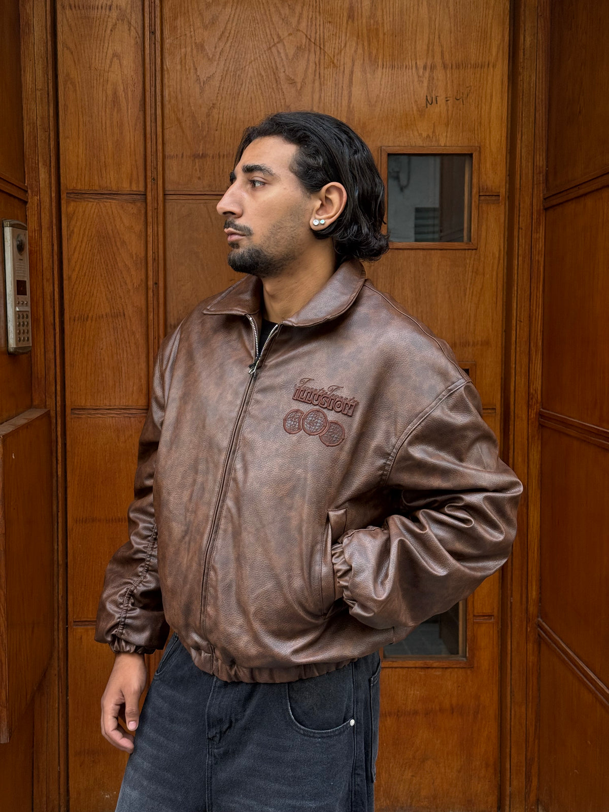 LEATHER JACKET ILLUSION BROWN RT 153