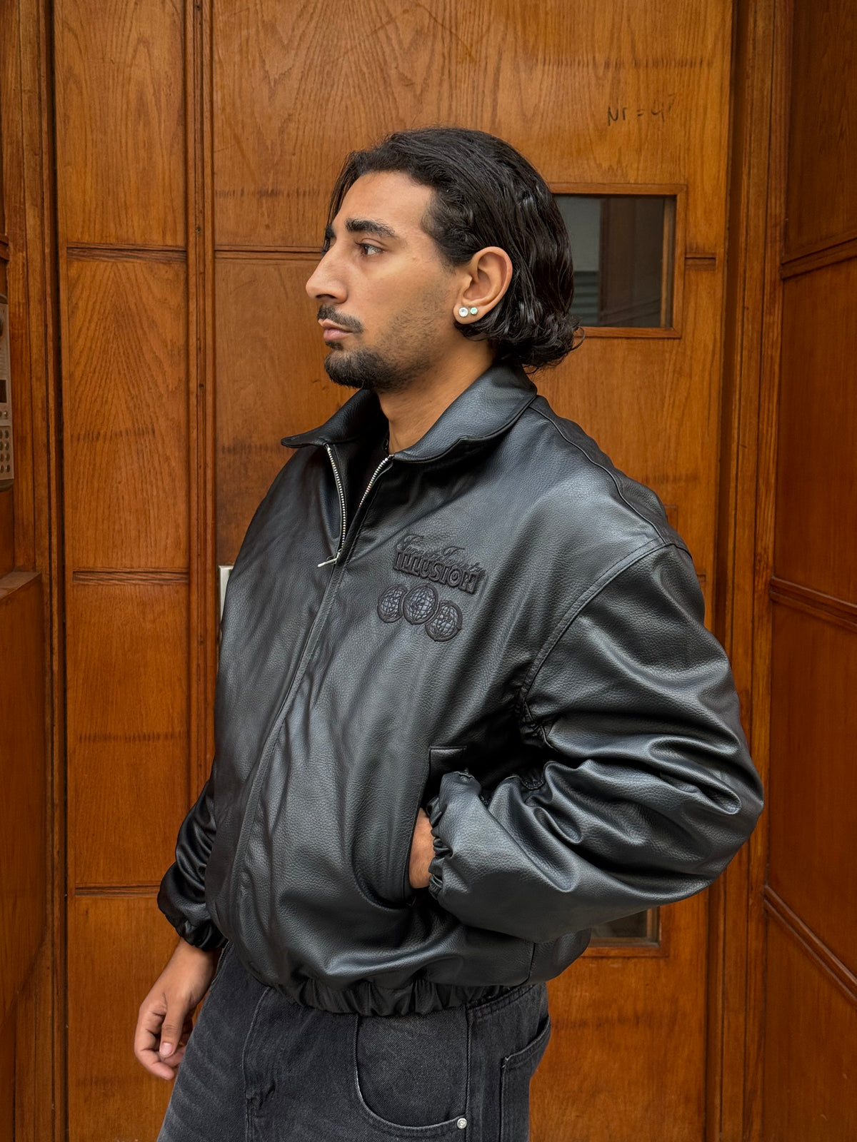 LEATHER JACKET ILLUSION BLACK RT 153