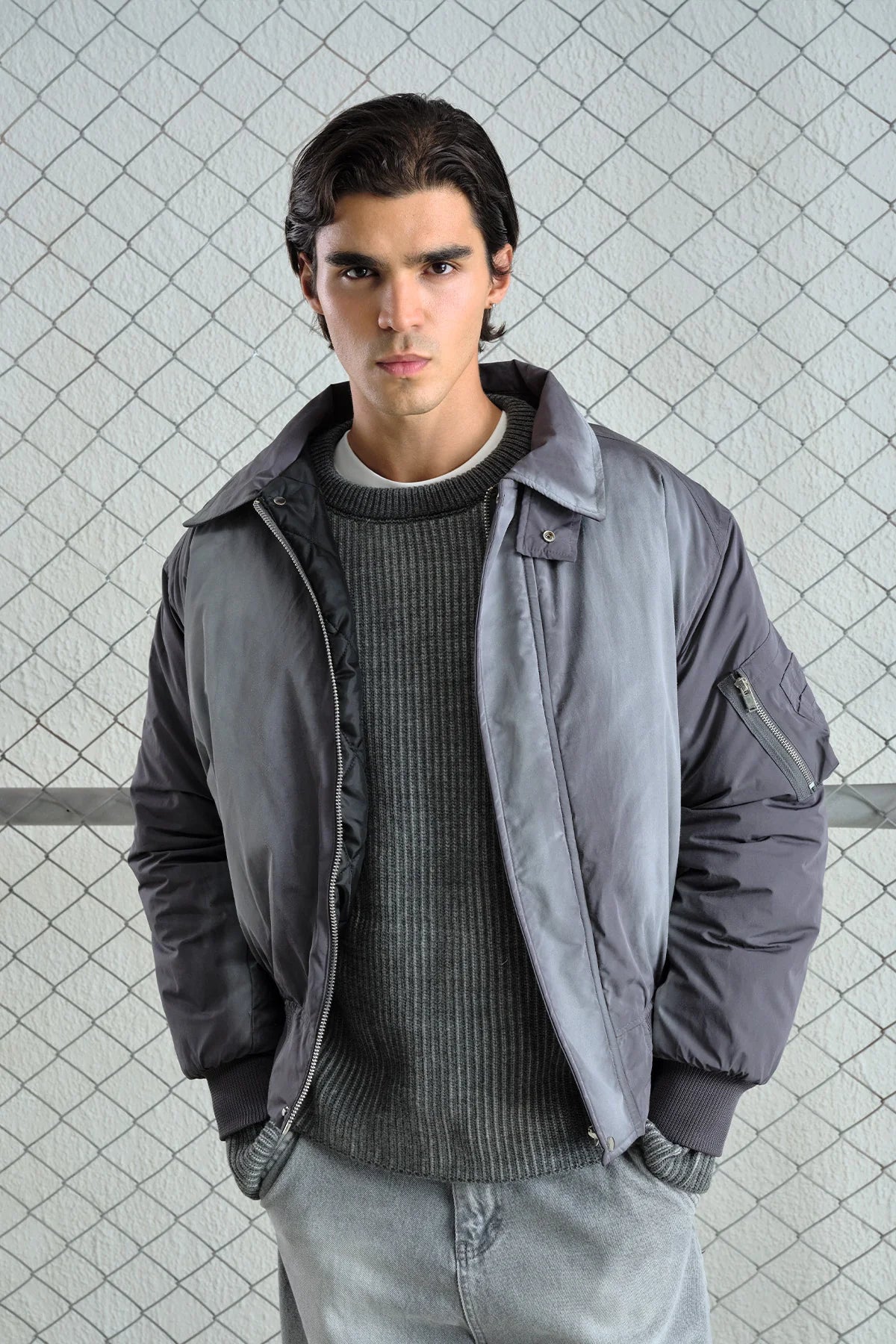 JACKET WASHED GREY GST 5758