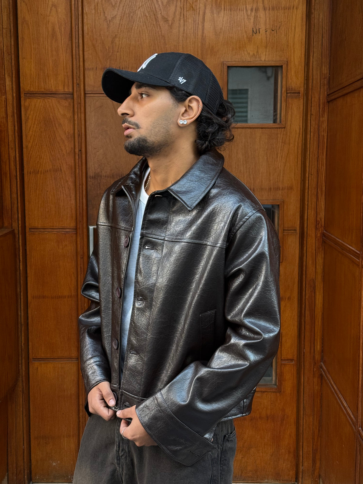 FAUX LEATHER JACKET CROCO BROWN PZ