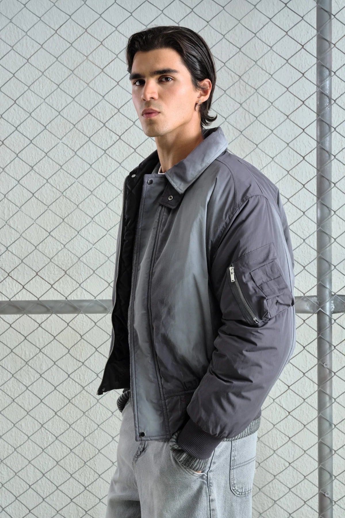 JACKET WASHED GREY GST 5758