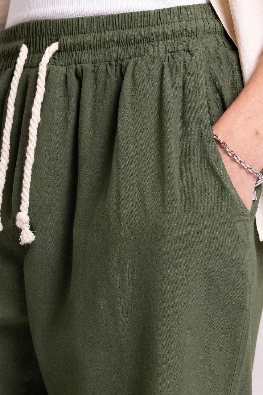 LINEN PANTS GREEN J&J Y145 / V80-22