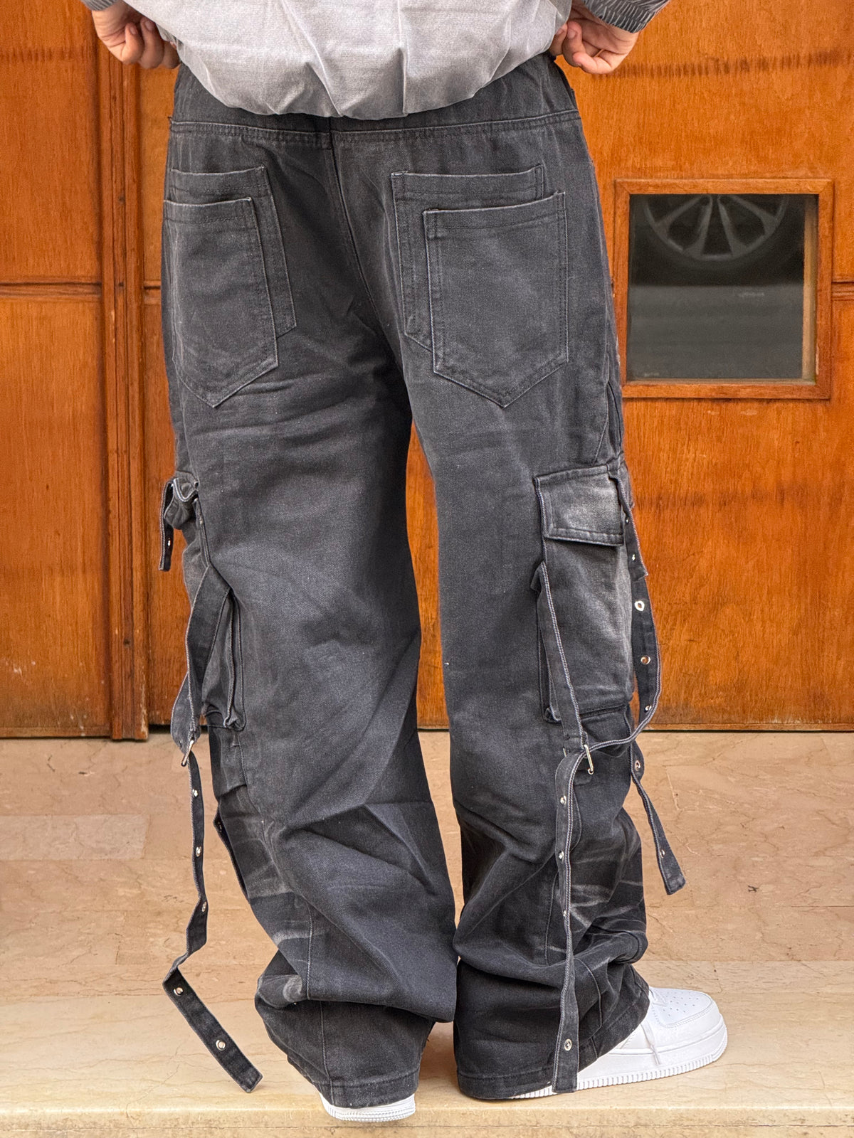 CARGO JEANS LASER BLACK CN