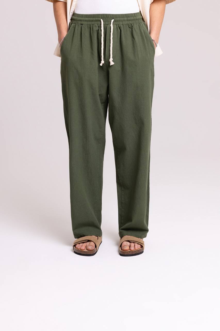 LINEN PANTS GREEN J&J Y145 / V80-22