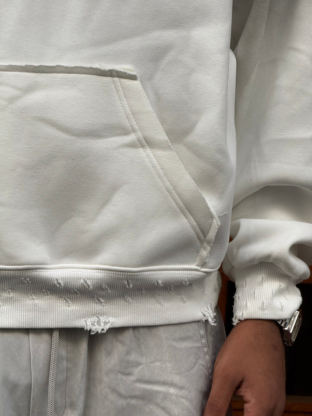 HOODIES CROP ASONPRINCE WASHED WHITE CN