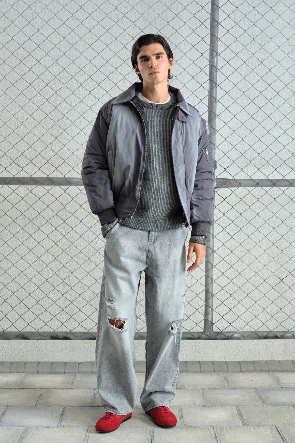 JACKET WASHED GREY GST 5758