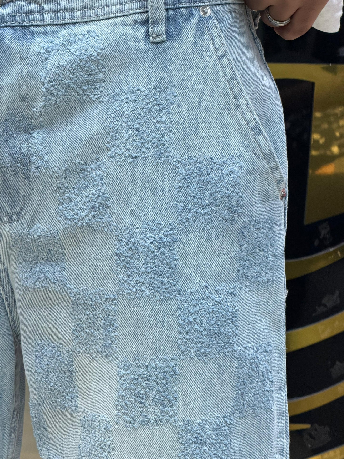 BAGGY JEANS CARREAU LASER BLEU DELAVE