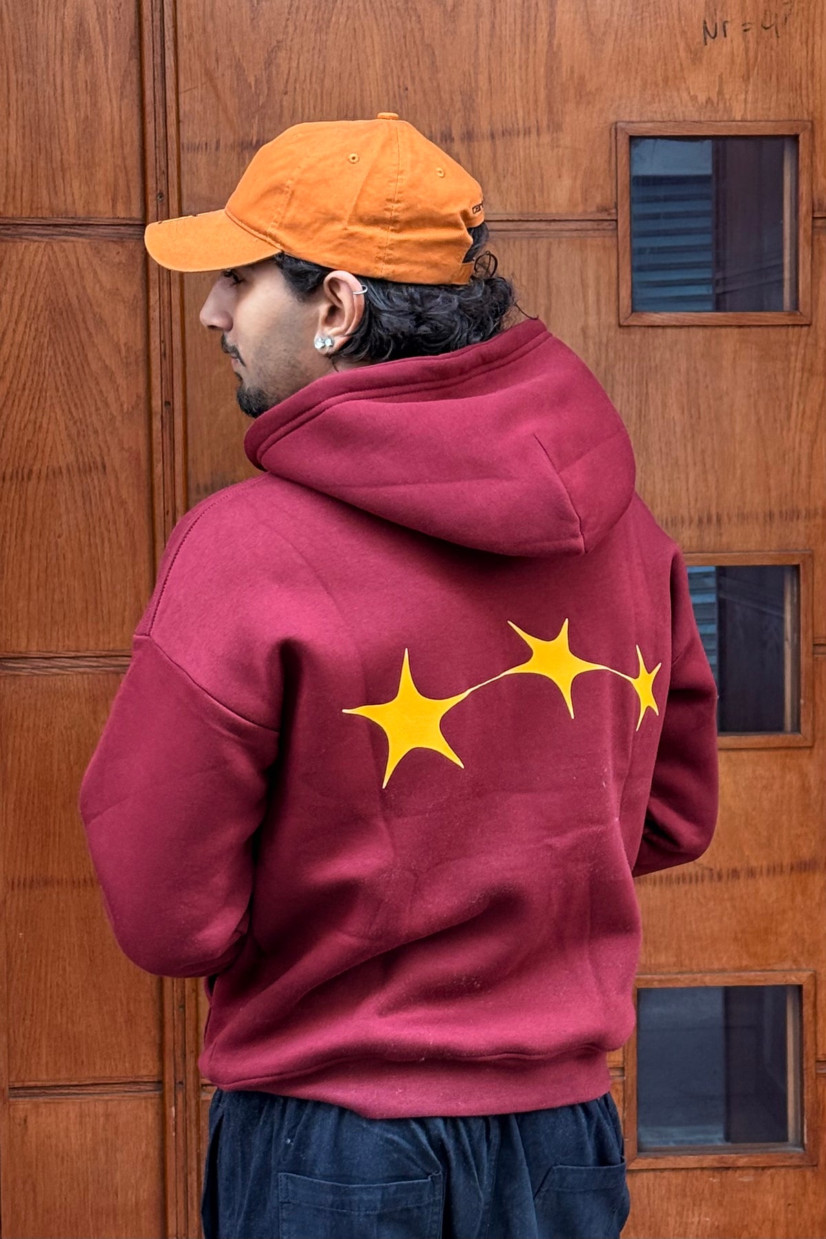 HOODIES STARS BURGUNDY OVX
