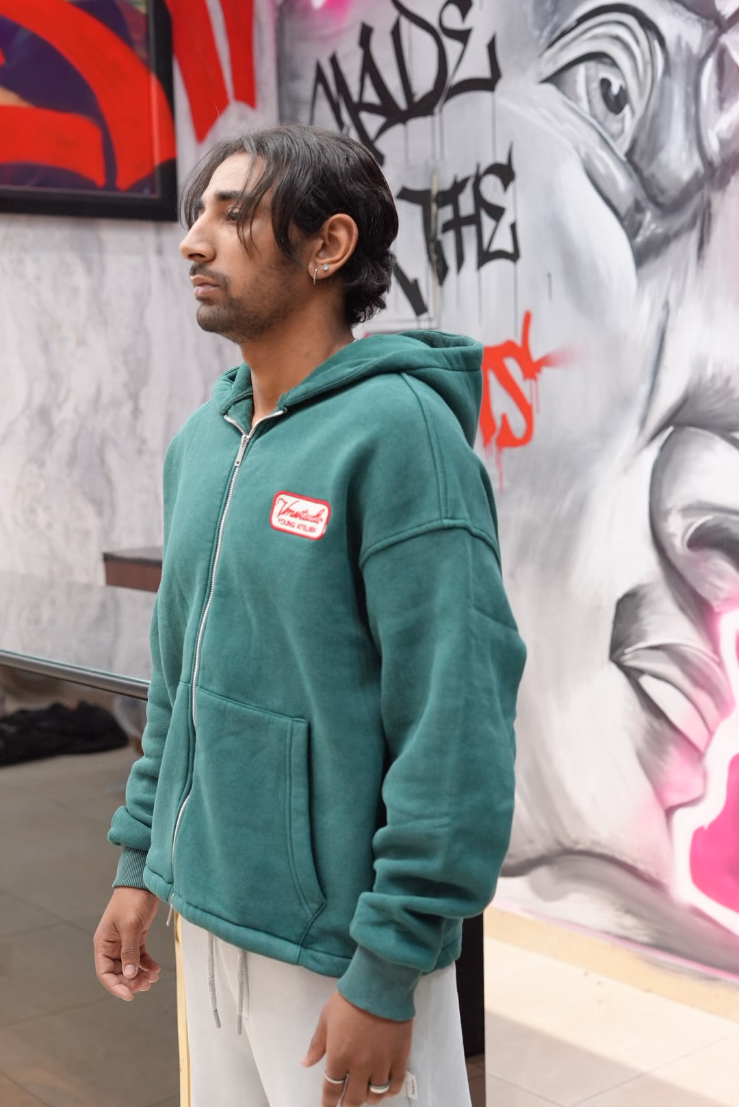 HOODIES ZIP WASHED VERT V70-109
