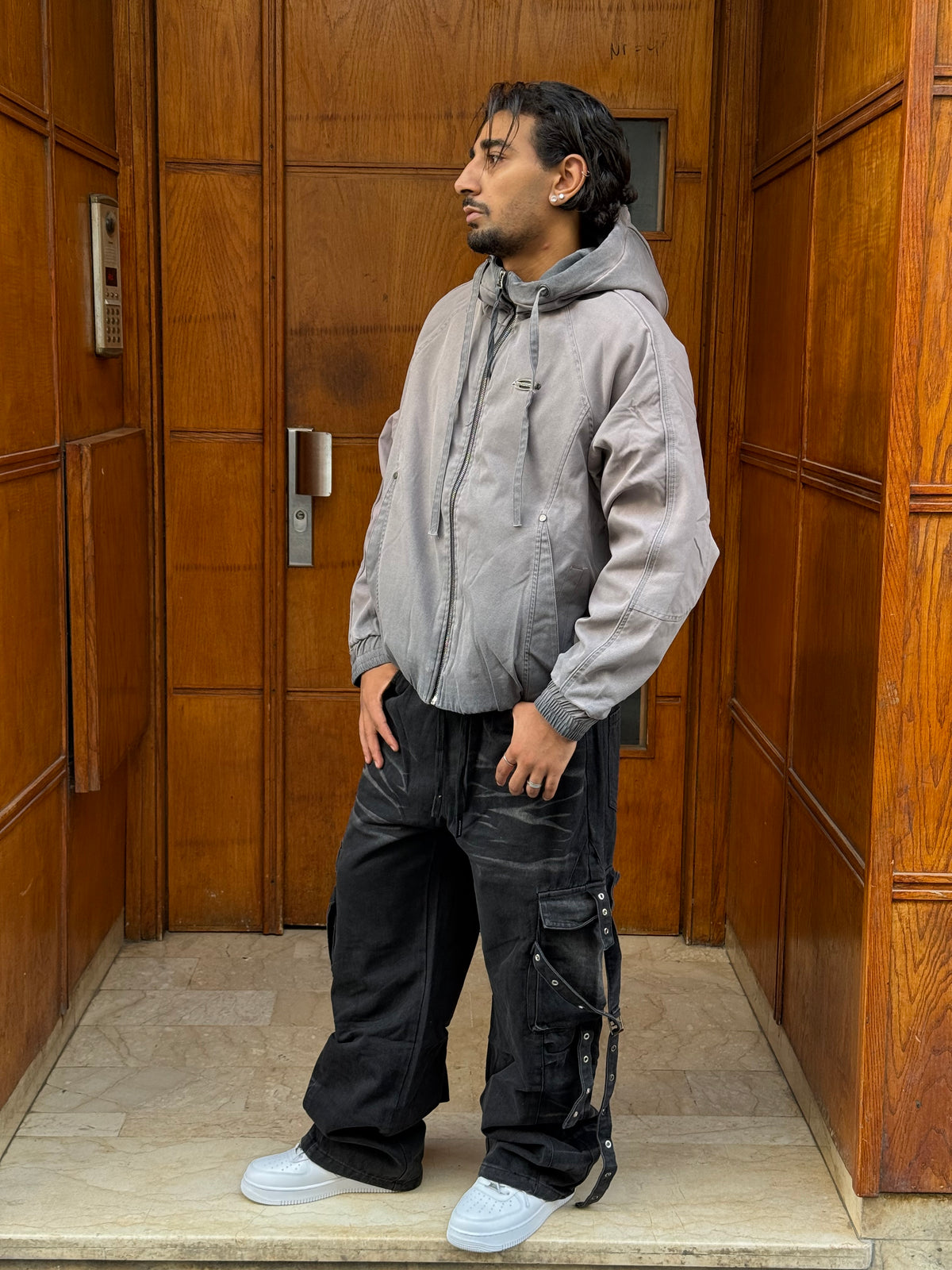 CARGO JEANS LASER BLACK CN