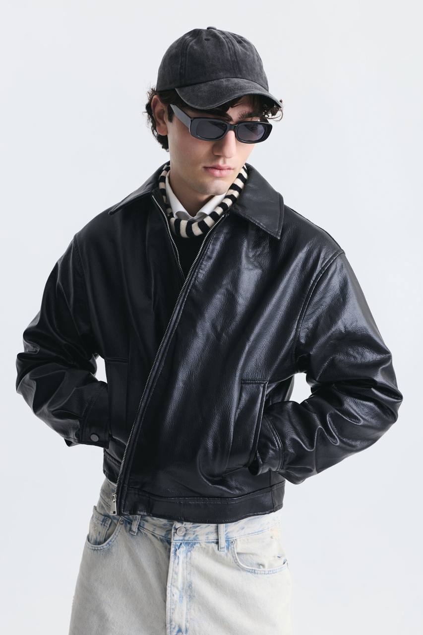 LEATHER JACKET ZIP BLACK ES E50-01