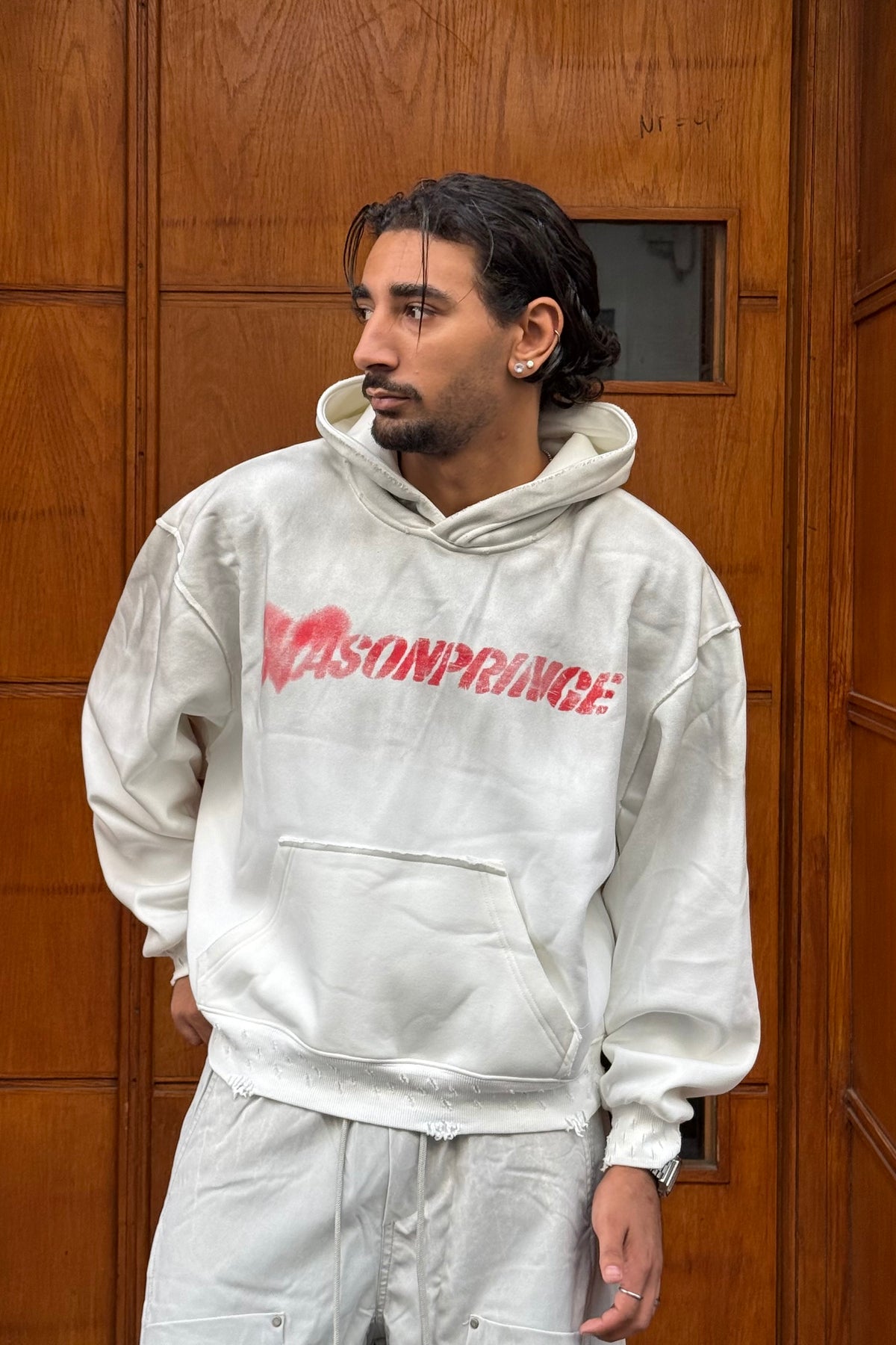 HOODIES CROP ASONPRINCE WASHED WHITE CN