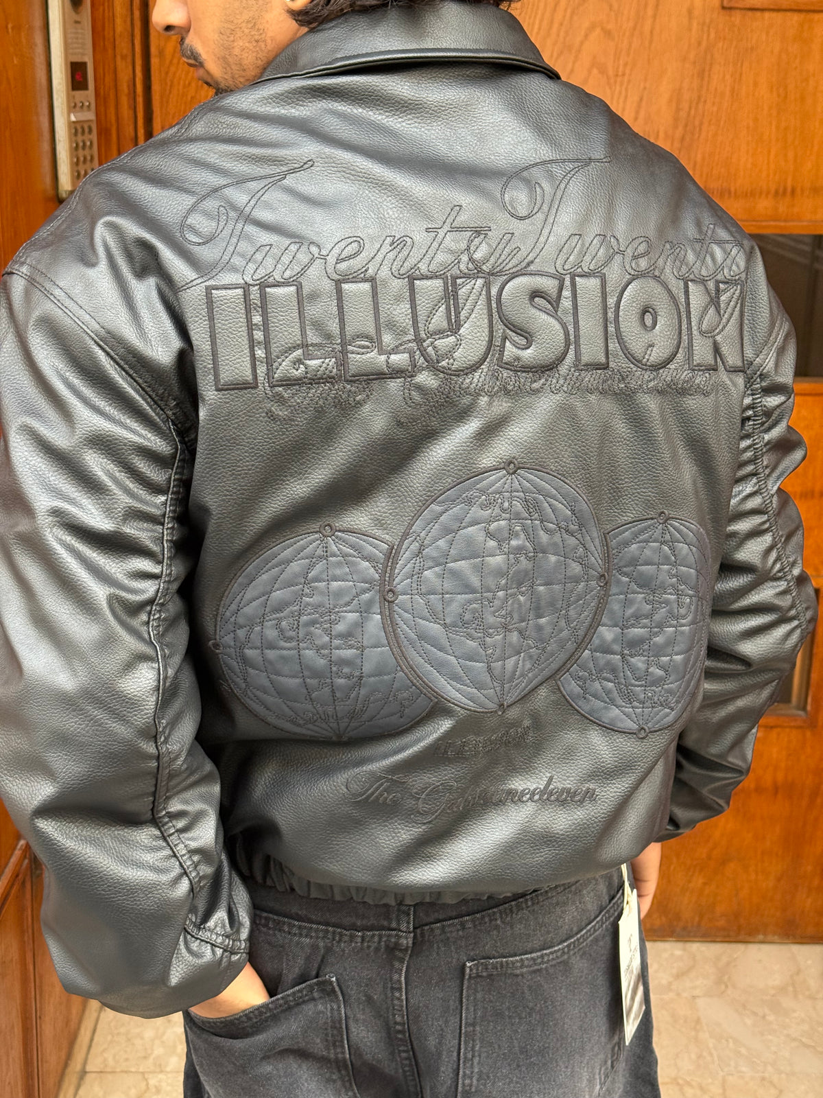 LEATHER JACKET ILLUSION BLACK RT 153