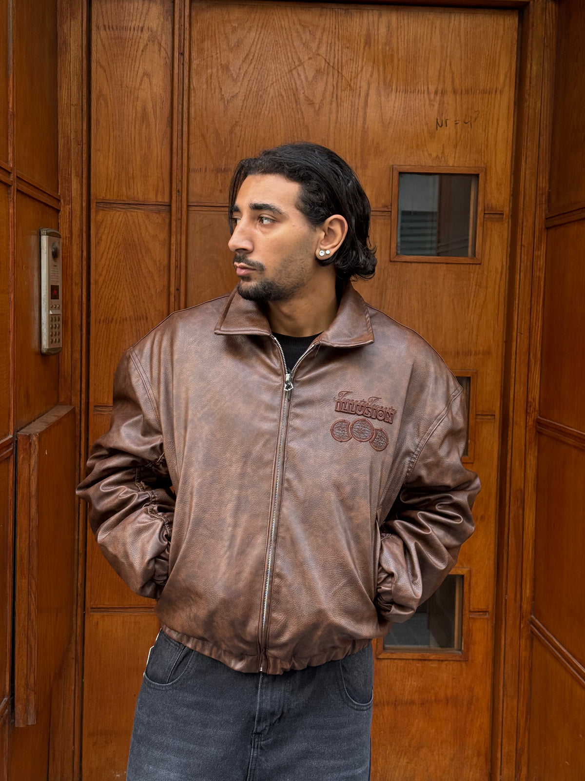 LEATHER JACKET ILLUSION BROWN RT 153