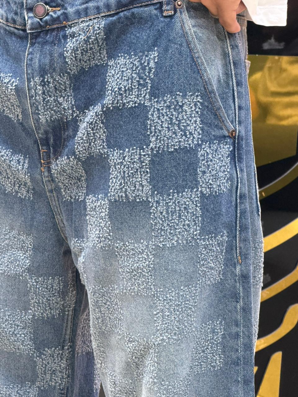 BAGGY JEANS CARREAU LASER BLEU