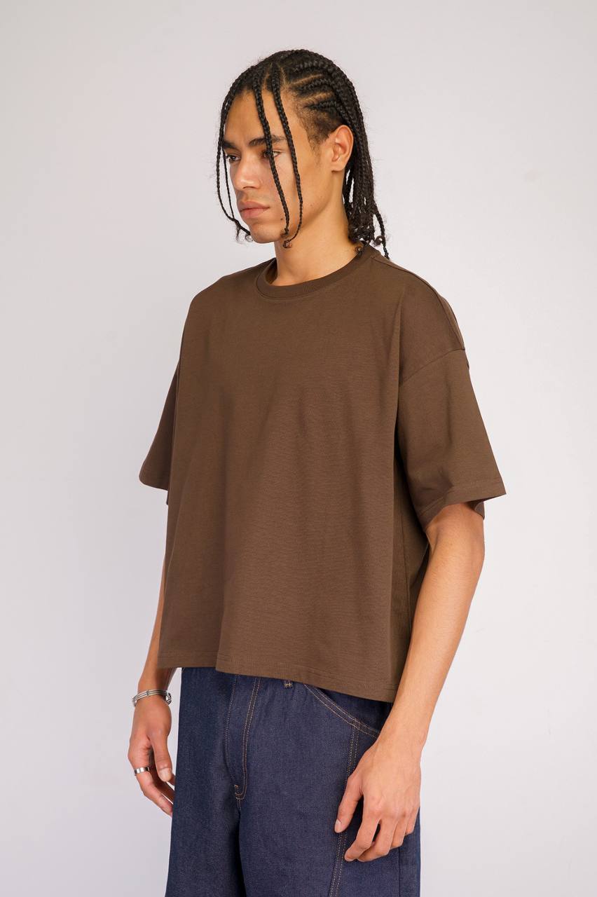 T-SHIRT CROP BASIC BROWN 20-206