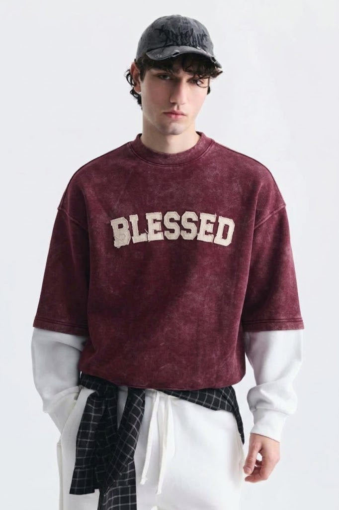 SWEATSHIRT BLESSED BURGUNDY ES E71-199