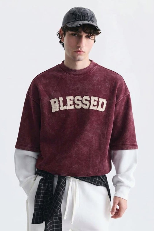 SWEATSHIRT BLESSED BURGUNDY ES E71-199