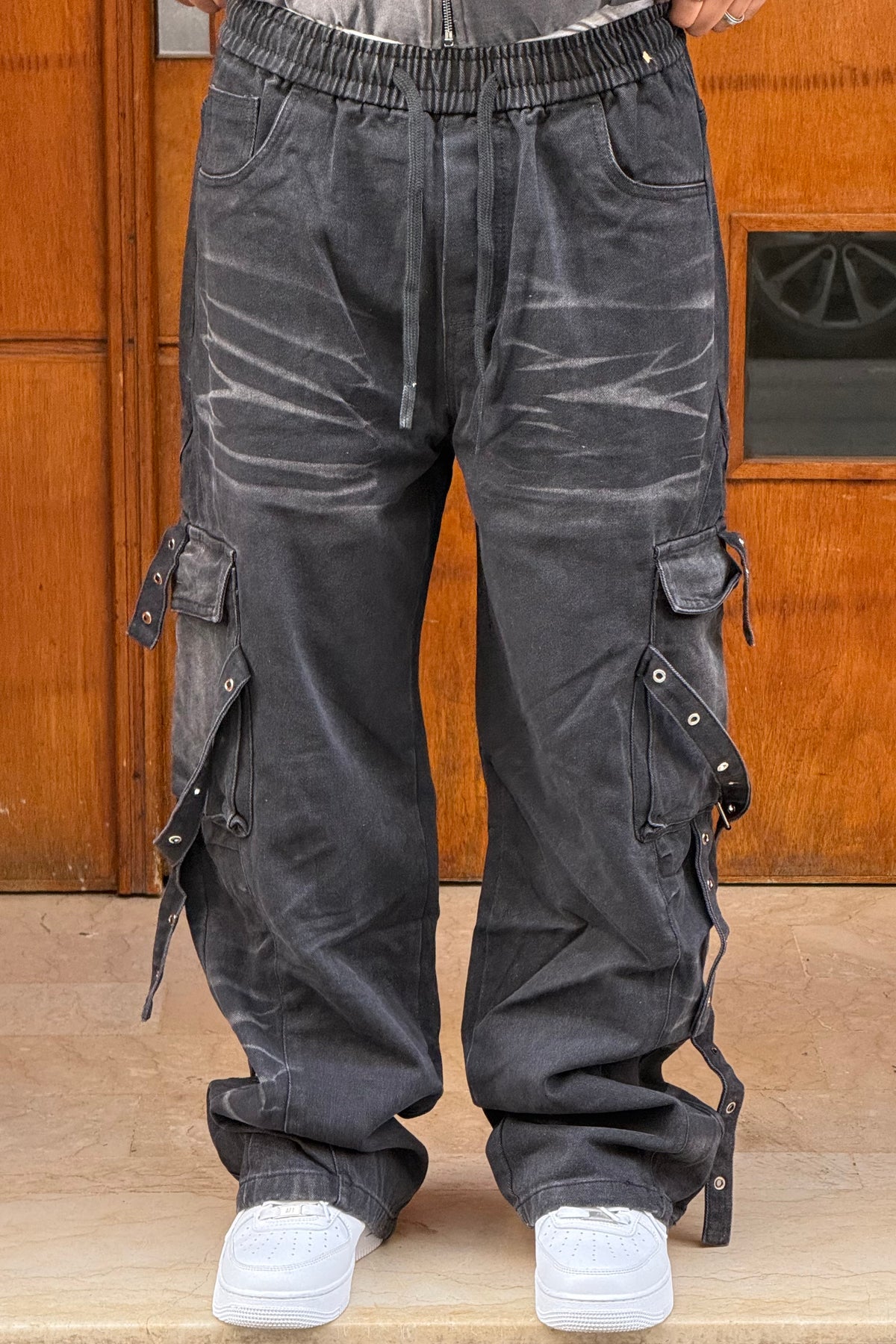 CARGO JEANS LASER BLACK CN