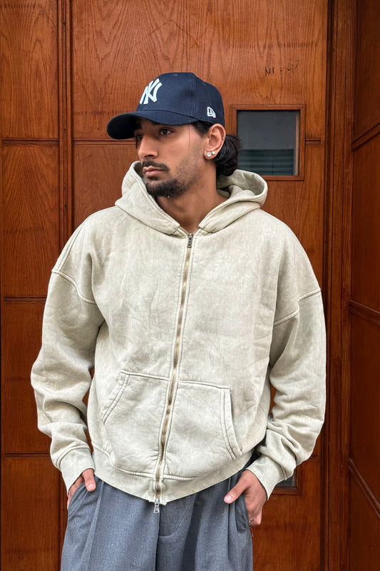 HOODIES ZIP WASHED BEIGE BL