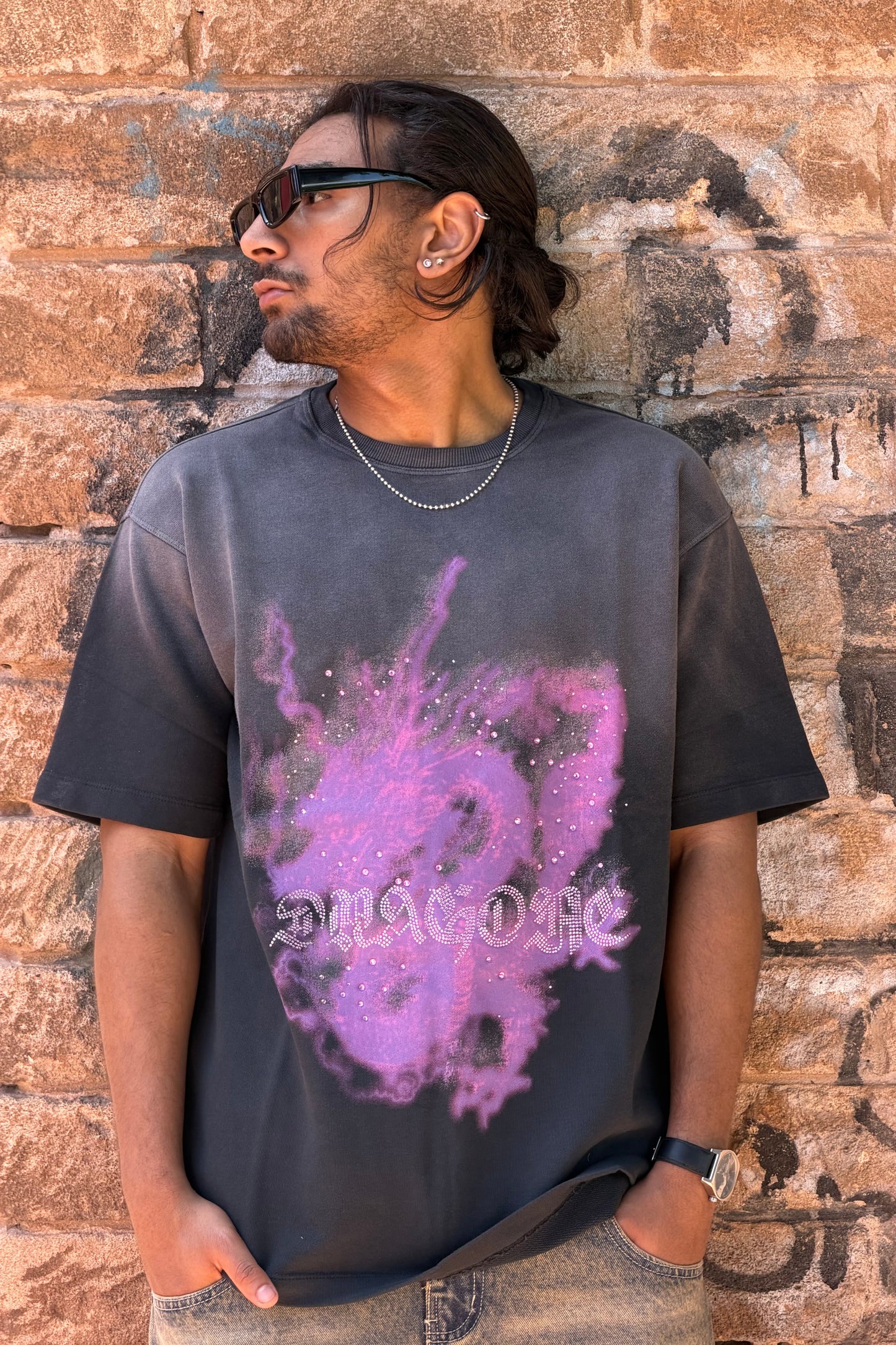 T-SHIRT WASHED DRAGON BLACK