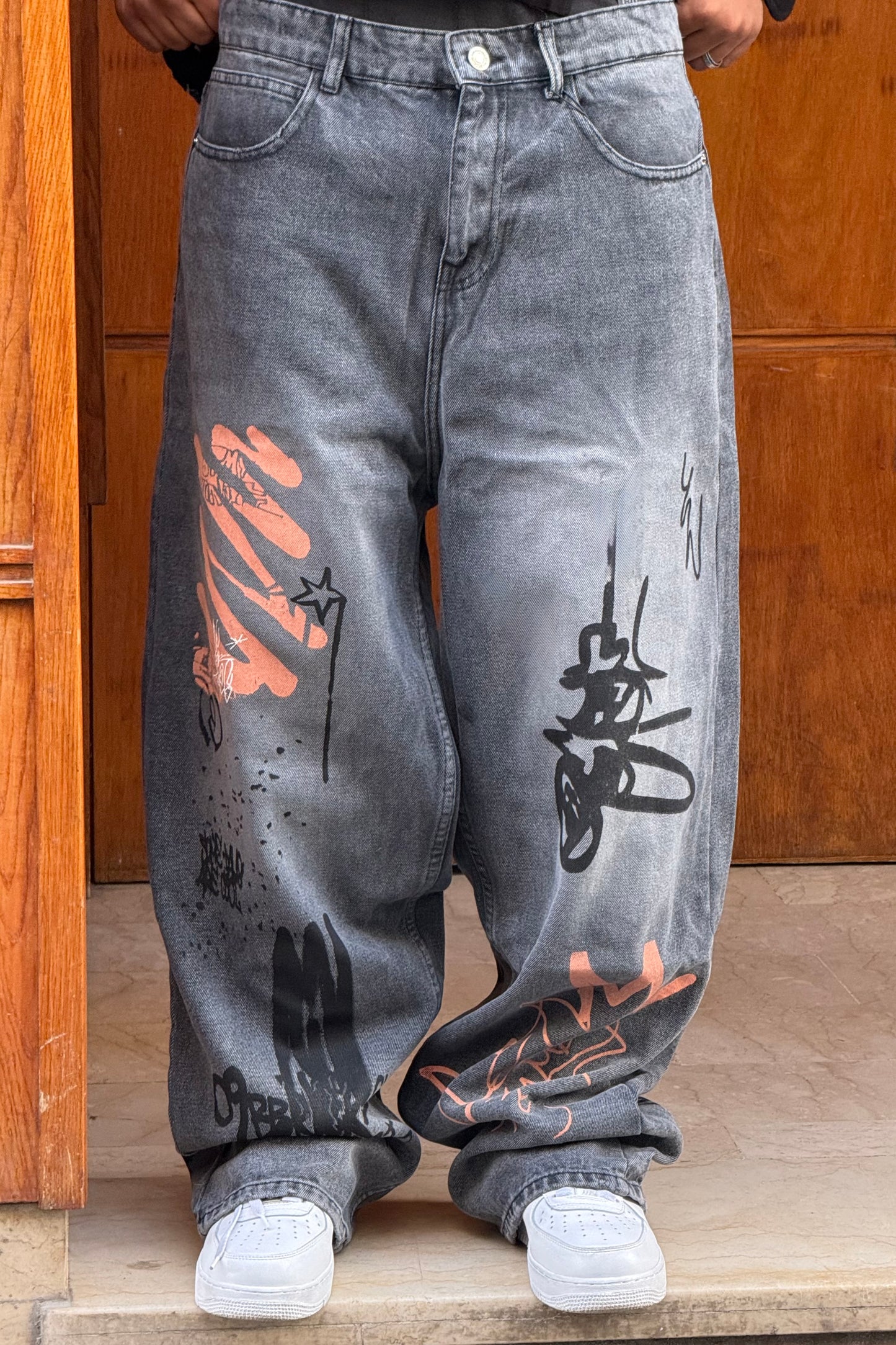 SUPPER BAGGY JEANS GRAFFITI GRIS
