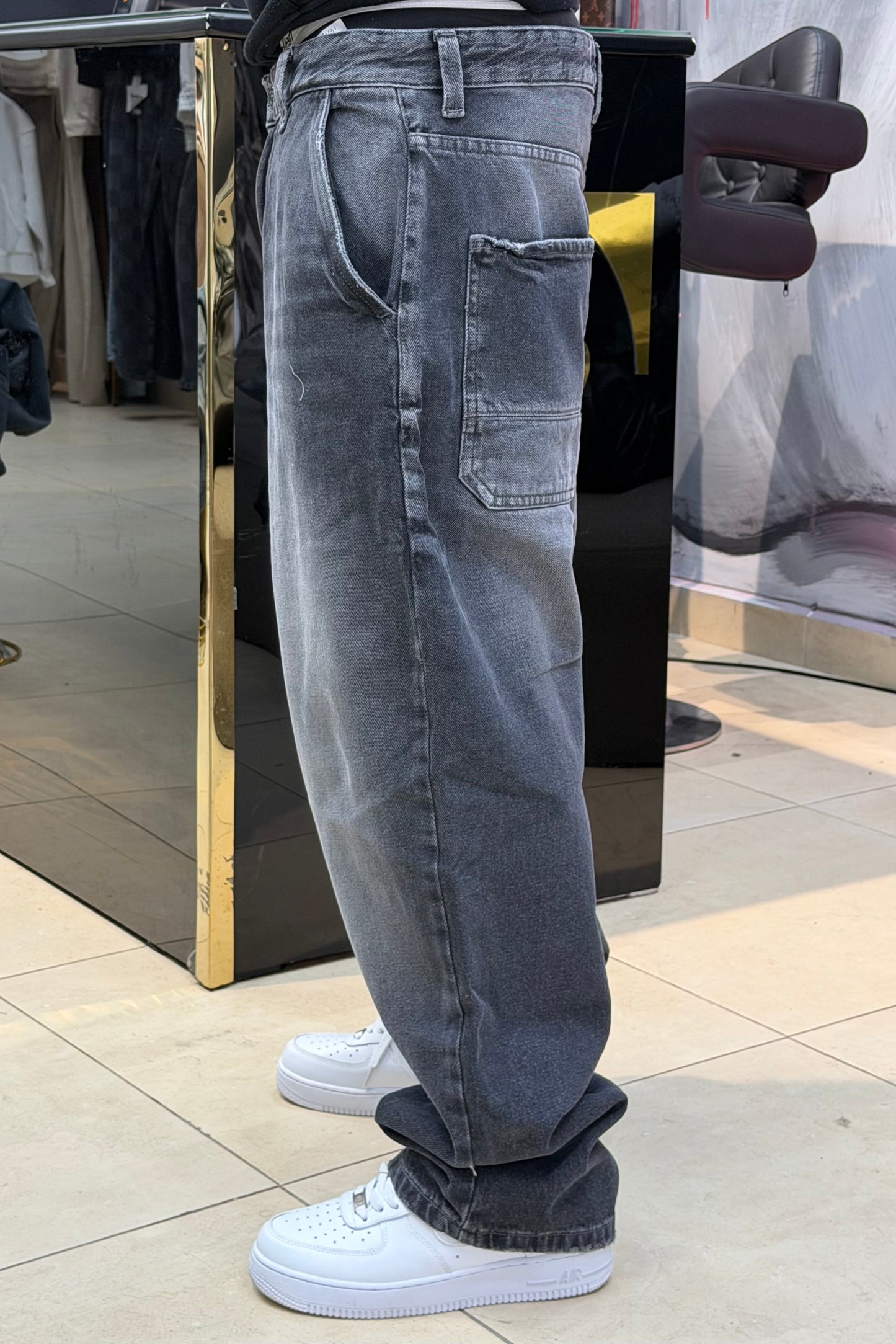 SKATER FIT JEANS GRIS NOIR SK