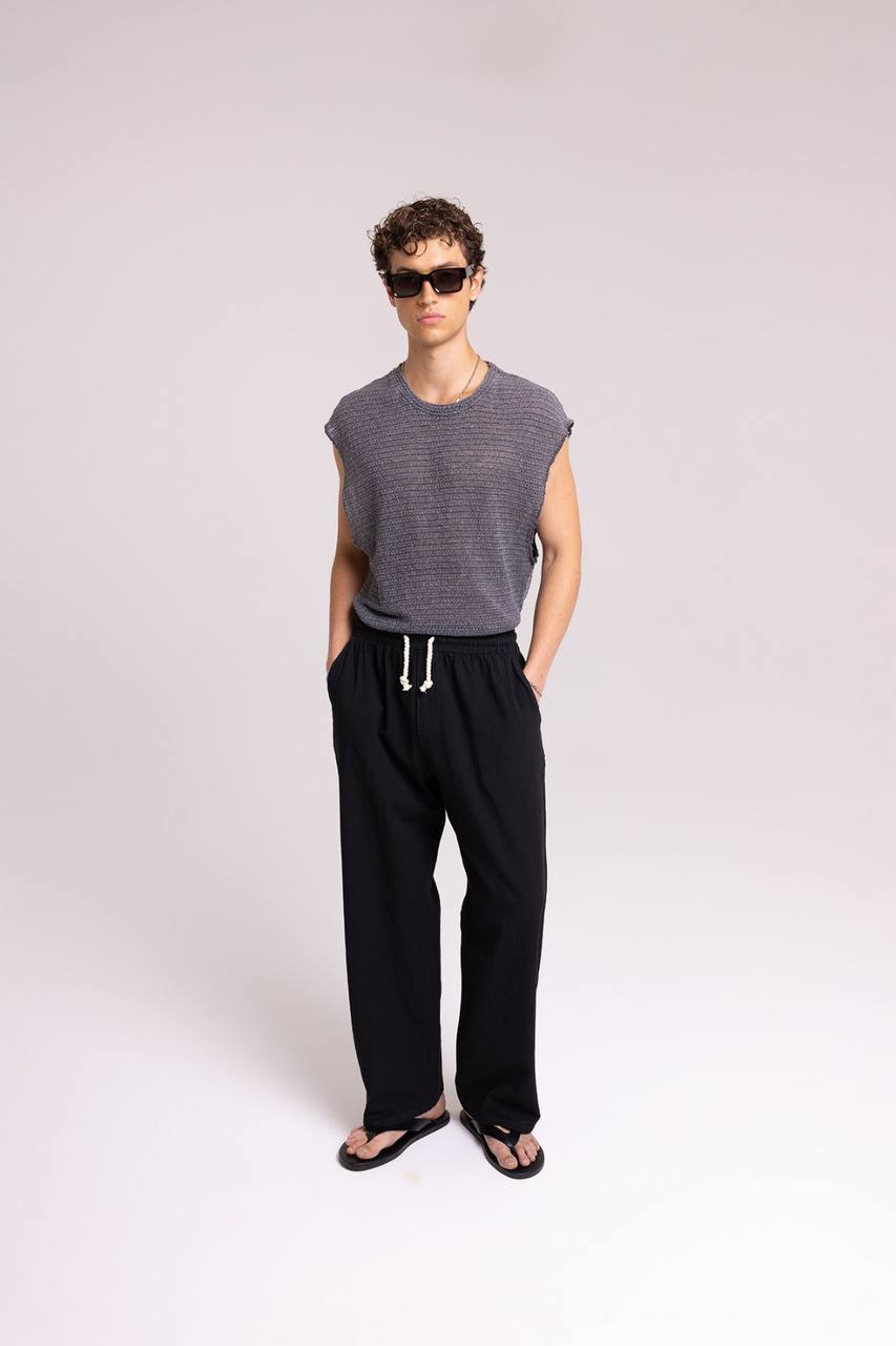 LINEN PANTS BLACK 40-212