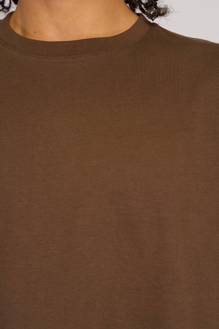 T-SHIRT CROP BASIC BROWN 20-206