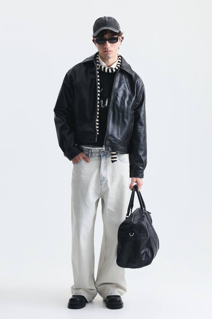 LEATHER JACKET ZIP BLACK ES E50-01