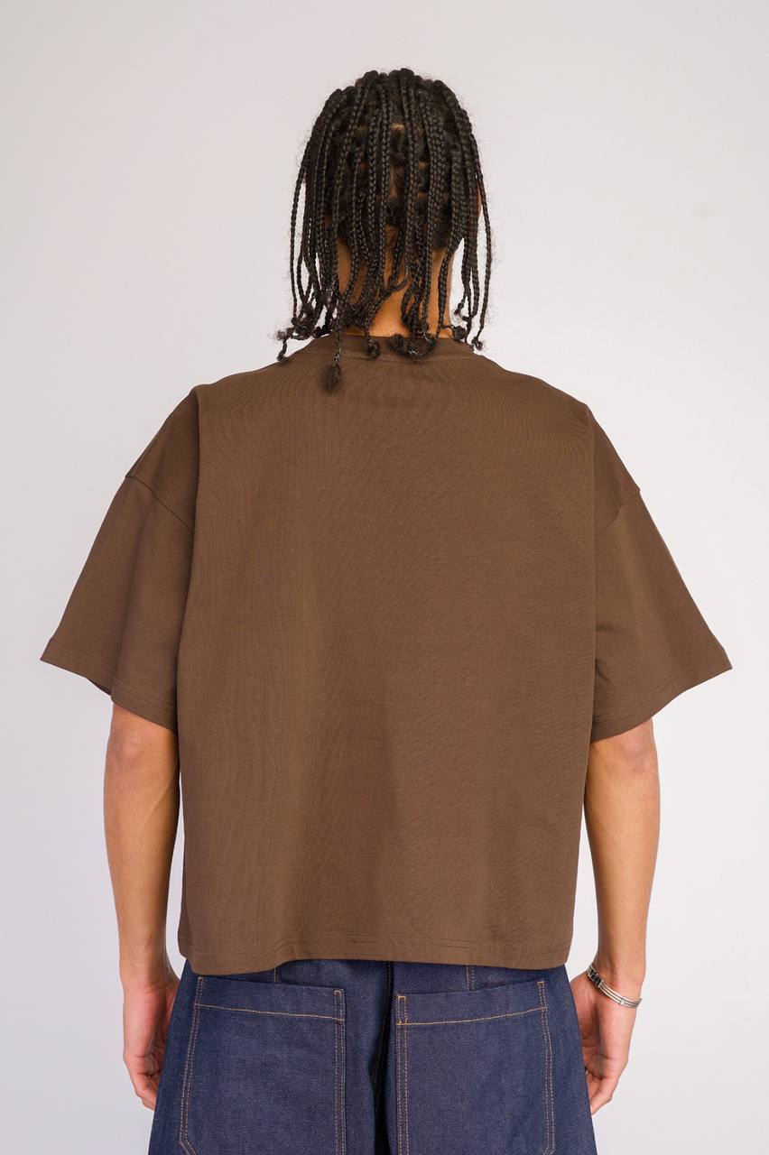T-SHIRT CROP BASIC BROWN 20-206