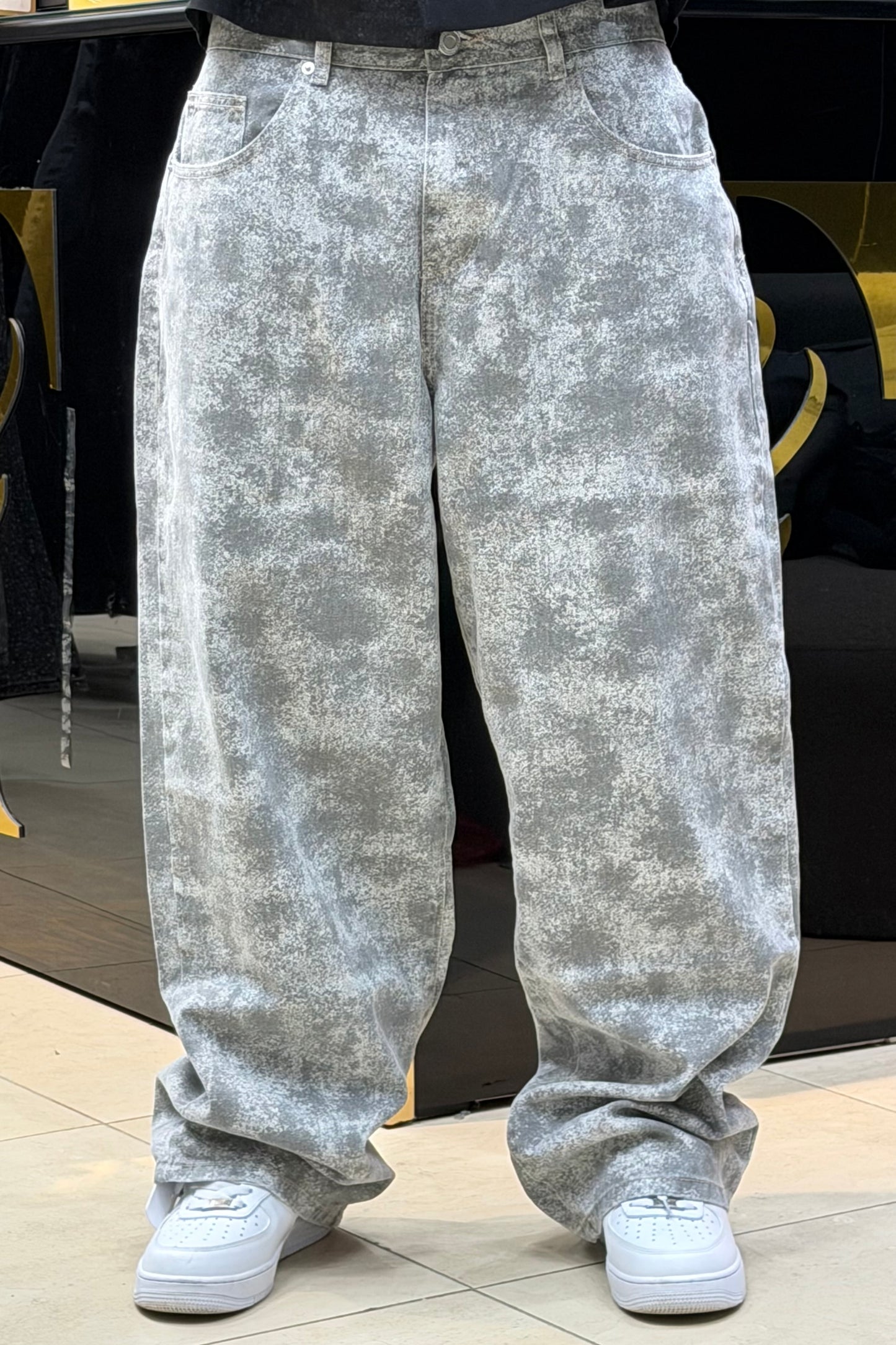 BAGGY JEANS IMPRIMÉ GRIS BEIGE SK