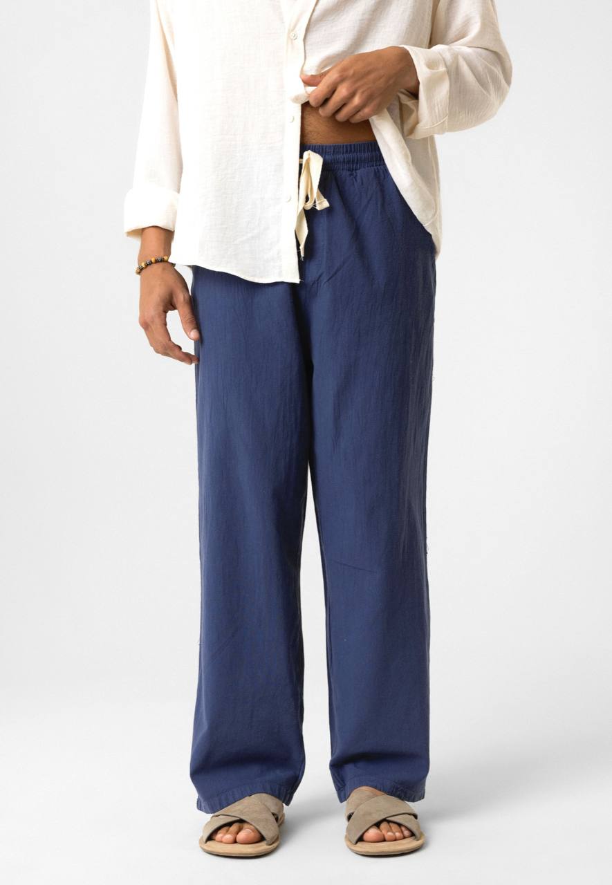 LINEN PANTS DARK BLUE J&J Y145