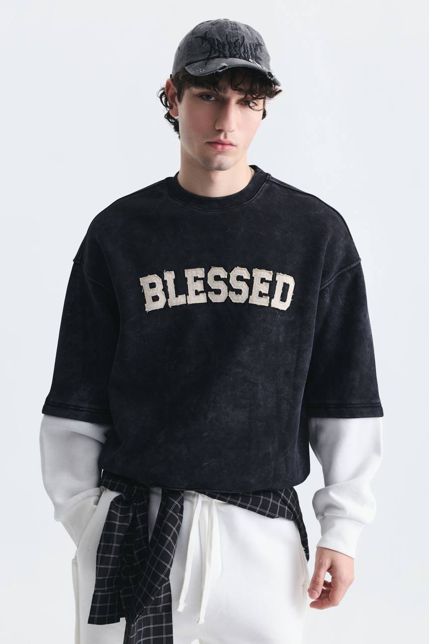 SWEATSHIRT BLESSED BLACK ES E71-199