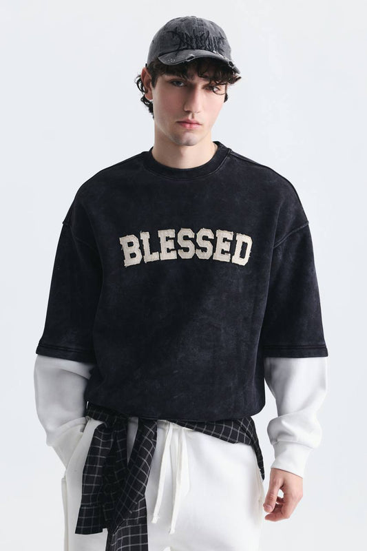 SWEATSHIRT BLESSED BLACK ES E71-199
