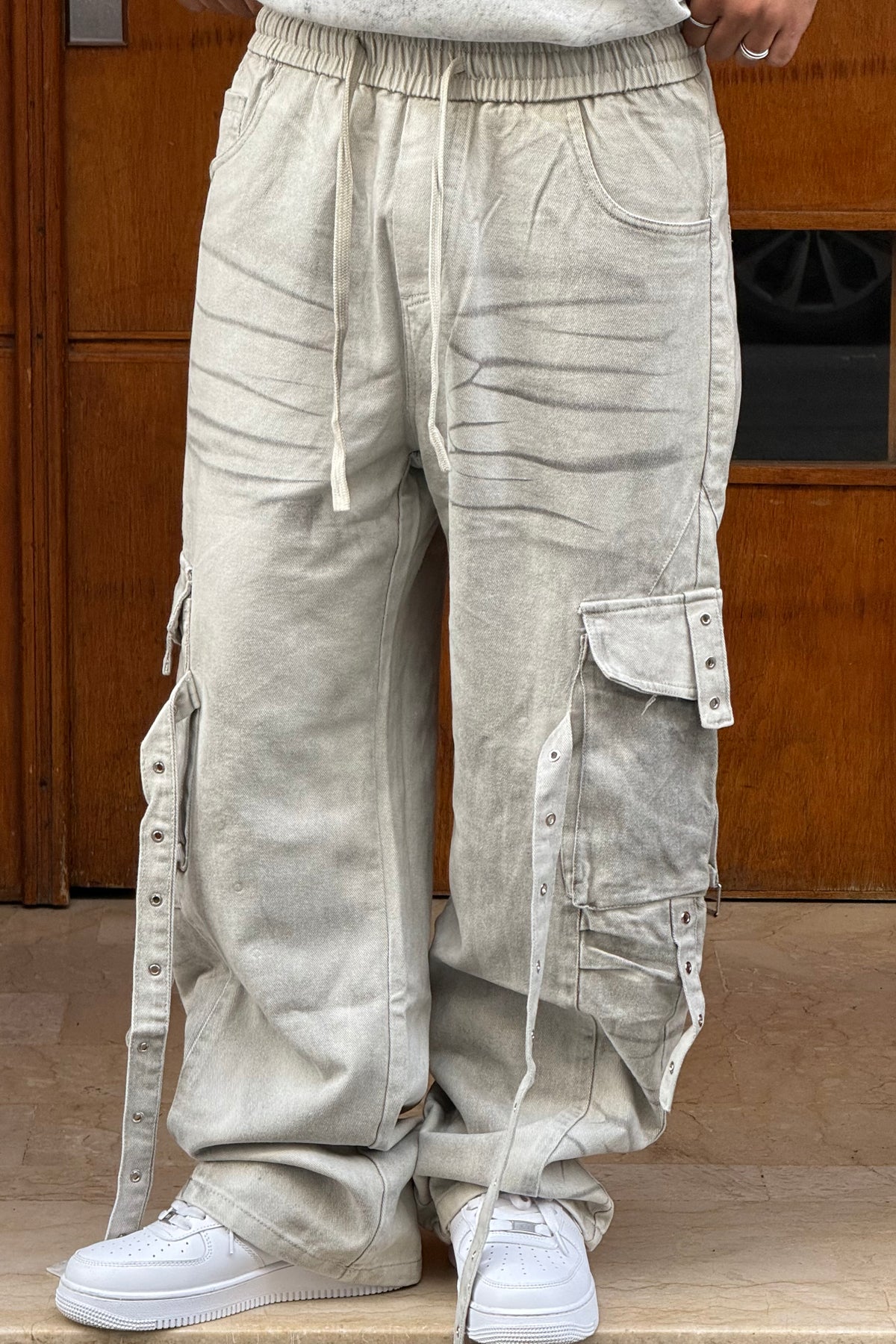 CARGO JEANS LASER WHITE CN