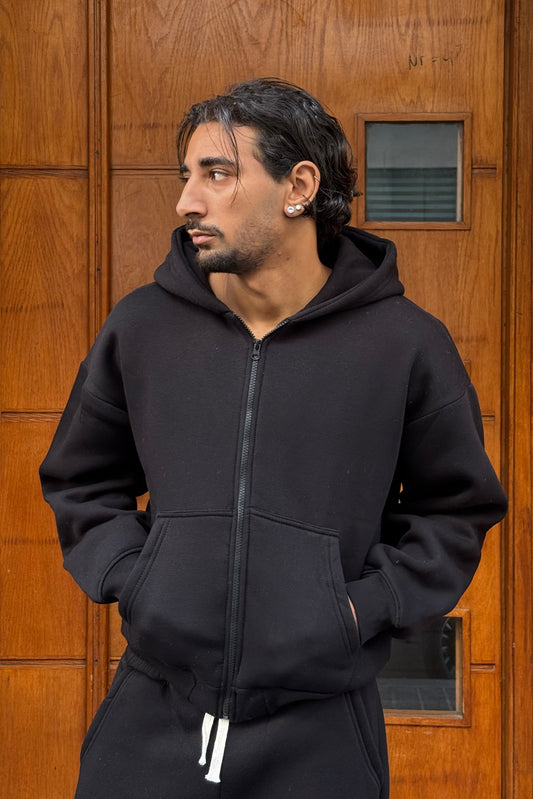 HOODIES CROP ZIP BASIC BLACK OVX/BS