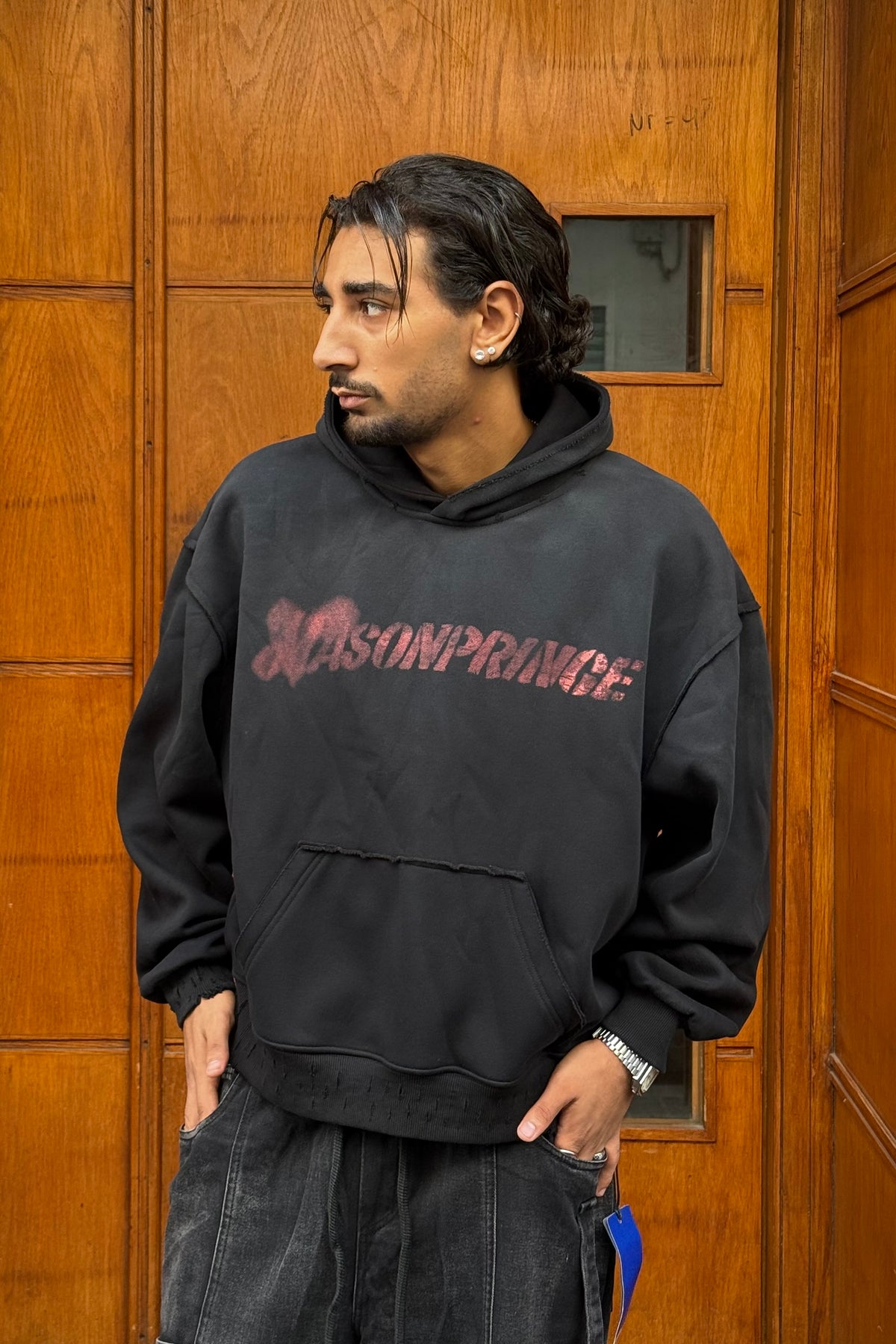 HOODIES CROP ASONPRINCE WASHED BLACK CN