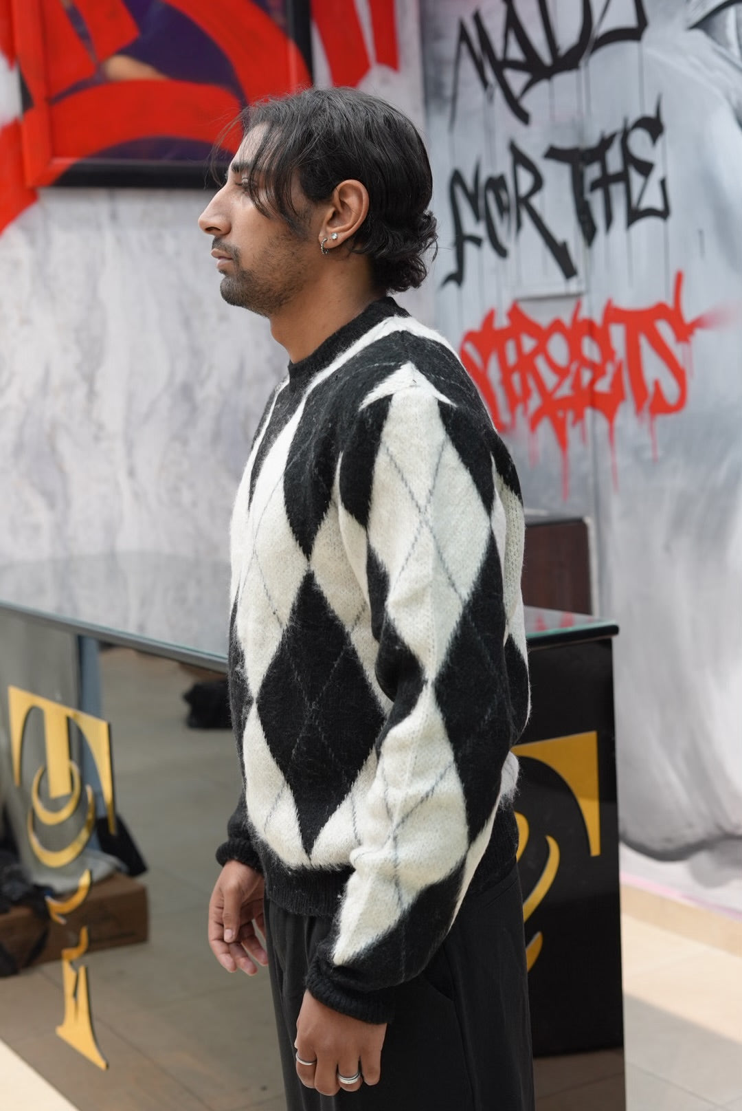 TRIKKO JACQUARD WHITE/BLACK V60-19