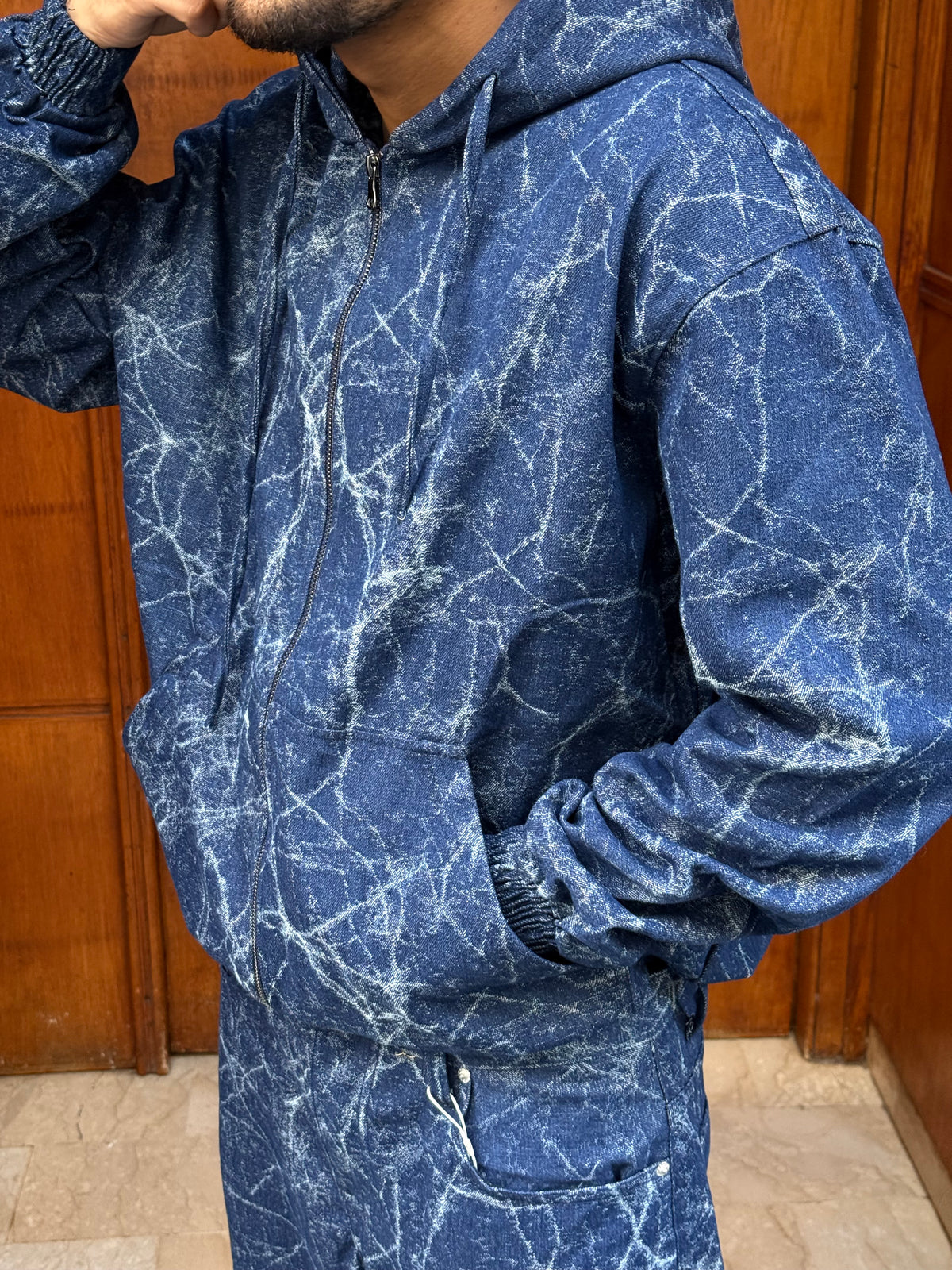 ENSEMBLE JEANS IMPRIME ZIP BLUE