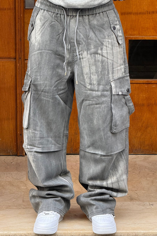 CARGO JEANS WASHED GREY CN